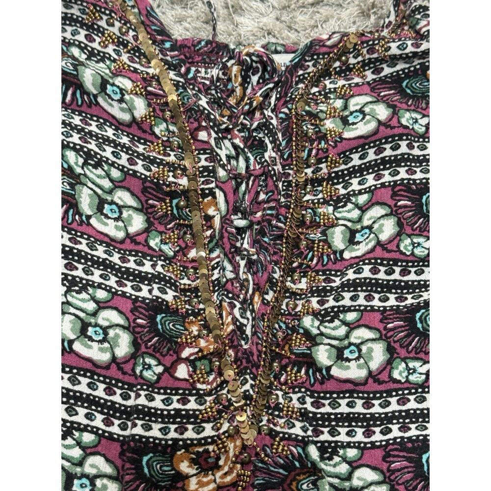 American Eagle Women’s Boho Floral Viscose Romper Hippie Festival Summer Size L - Picture 5 of 16